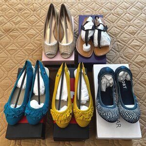 Lot of 5 Pairs NEW (no boxes) Womens Shoes 6.5 SALE Flats Sandals Heels Slides